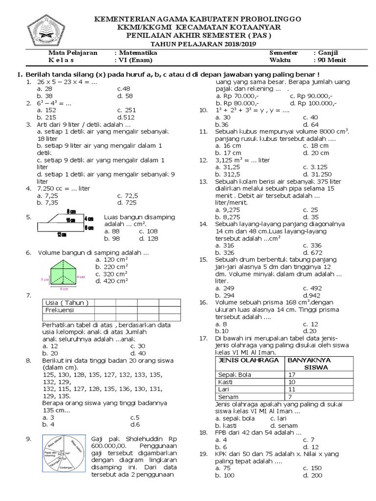 1 Soal Uas Ganjil Alqur An Hadist Kelas 6 Edit