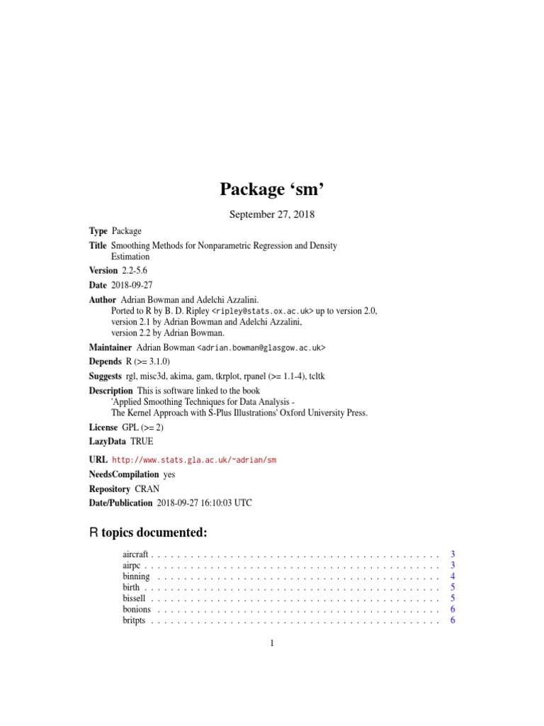 Package SM': R Topics Documented | PDF | Standard Deviation ...
