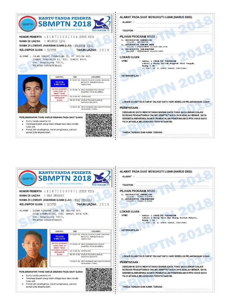 Alamat Pada Saat Mengikuti Ujian Di Kartu Sbmptn Diisi Apa 