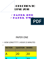 Introduction To UPSR 2016: Paper One Paper Two