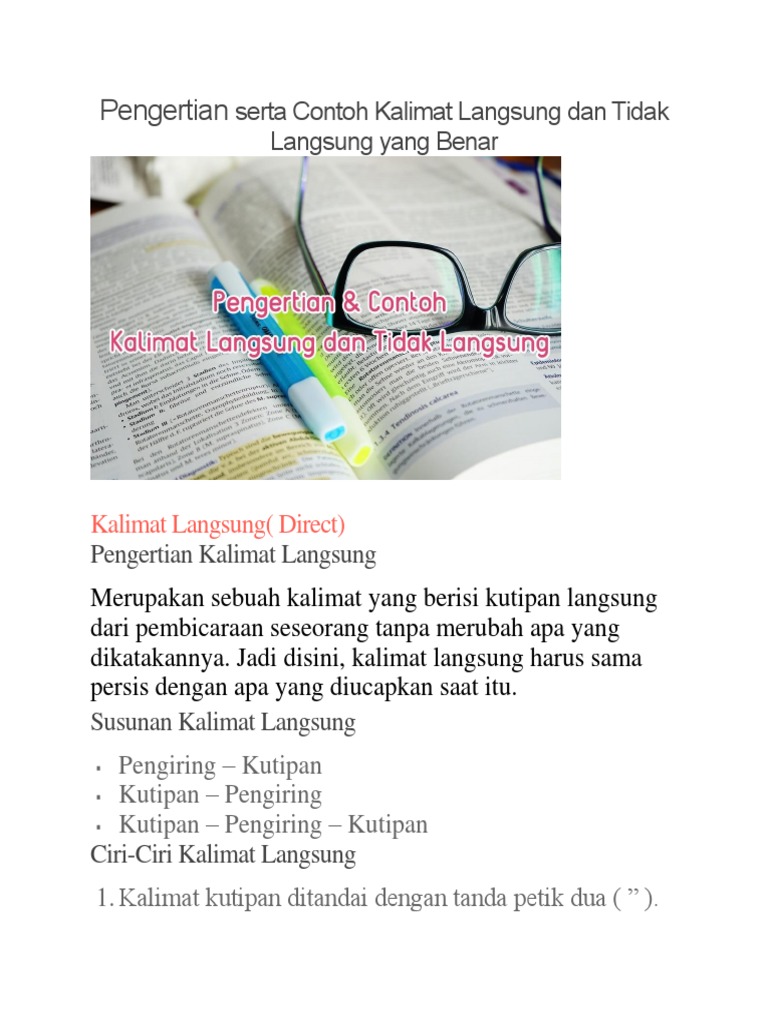 Soal Kalimat Langsung Dan Tidak Langsung Bersama