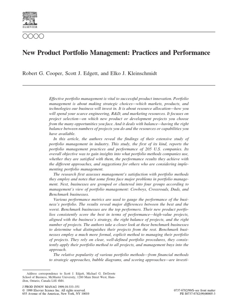 New Product Portfolio Management PDF Factor Analysis Investment
