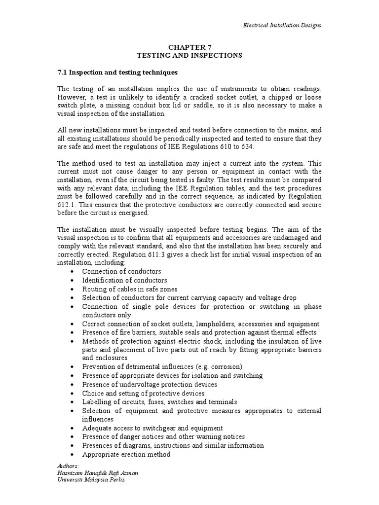 Electrical Installation Testing Guide | PDF | Electrical Wiring ...