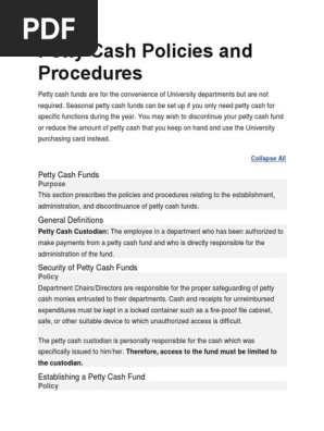Petty Cash Policies and Procedures