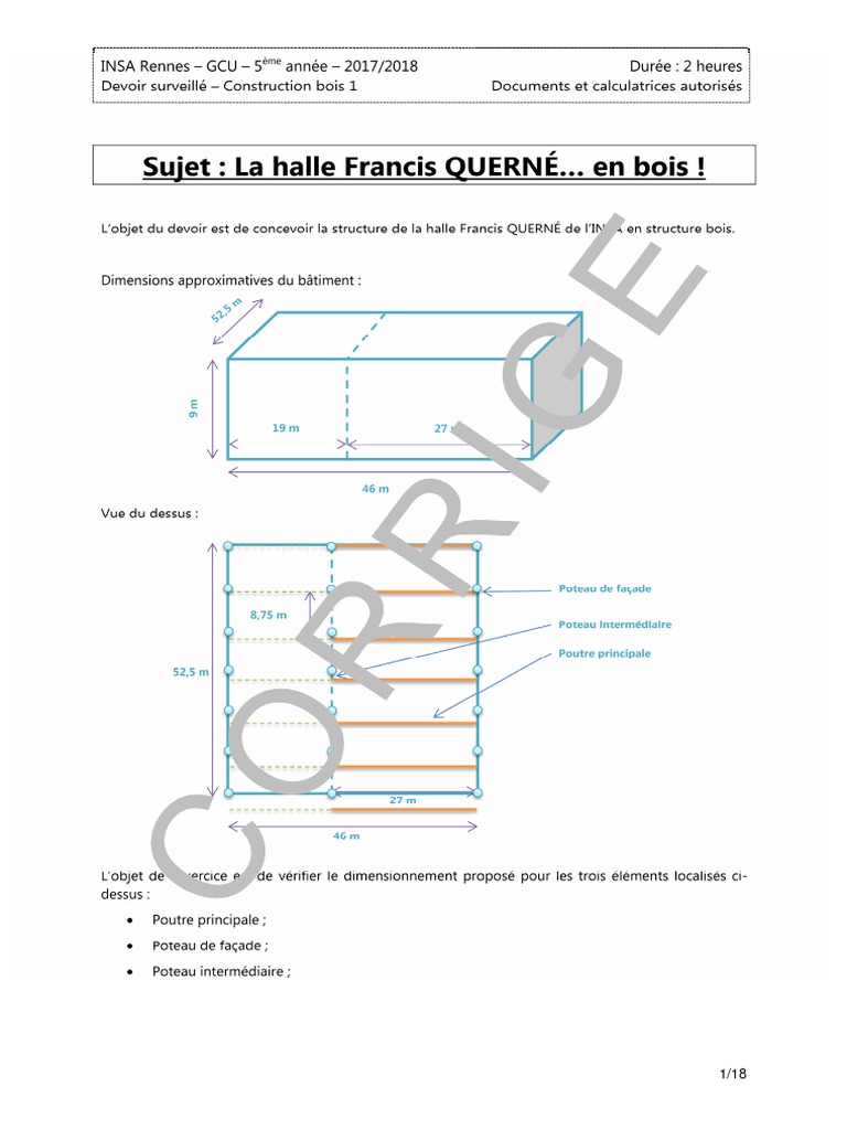 Calcul de charpente en bois INSA Rennes | PDF | Contrainte de ...