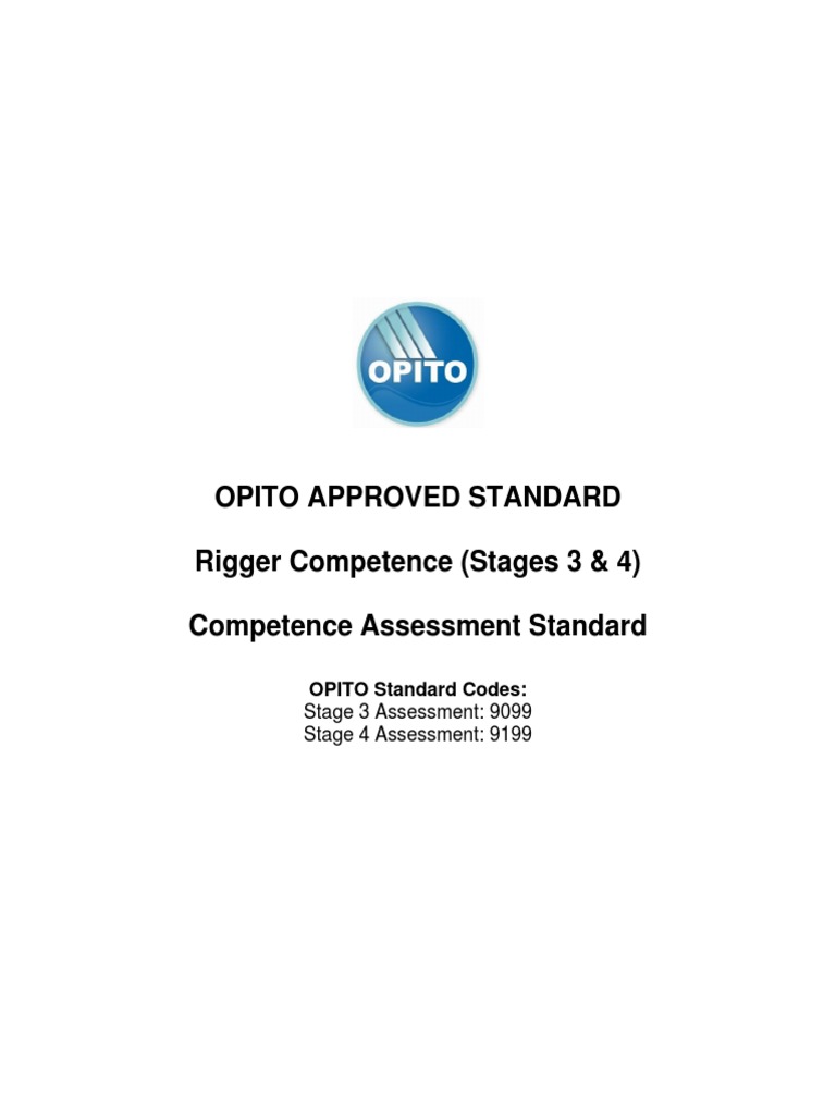 OPITO Rigger Competence Stages 3 and 4 | PDF | Risk Assessment ...