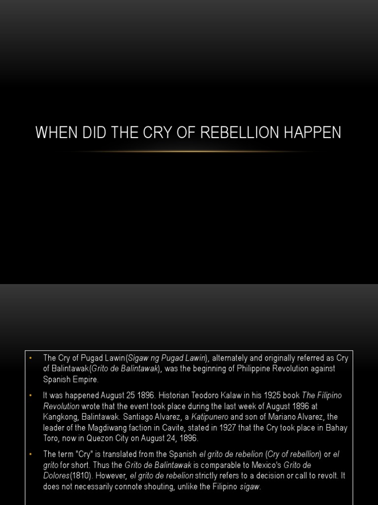 When Did the Cry of Rebellion Happen Philippines Metro Manila