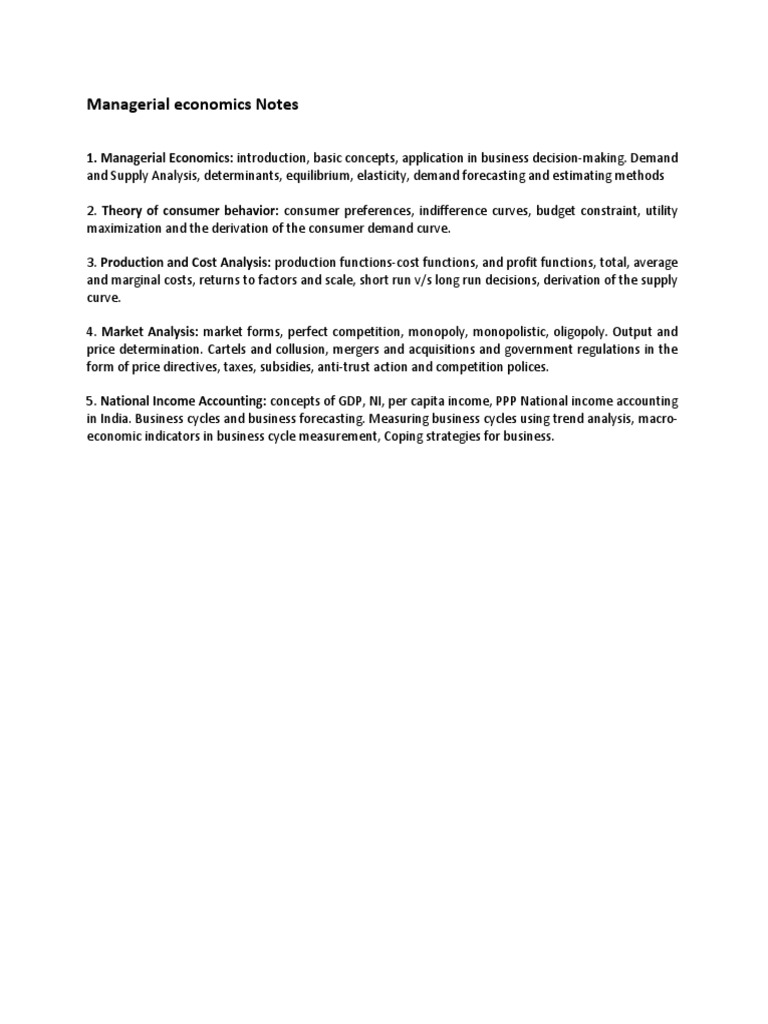 Managerial Economics Study Notes | PDF | Profit (Economics) | Economics