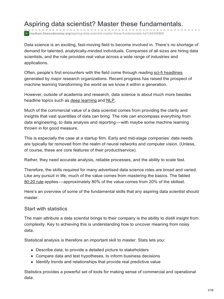 Aspiring Data Scientist? Master These Fundamentals PDF Statistics Mean