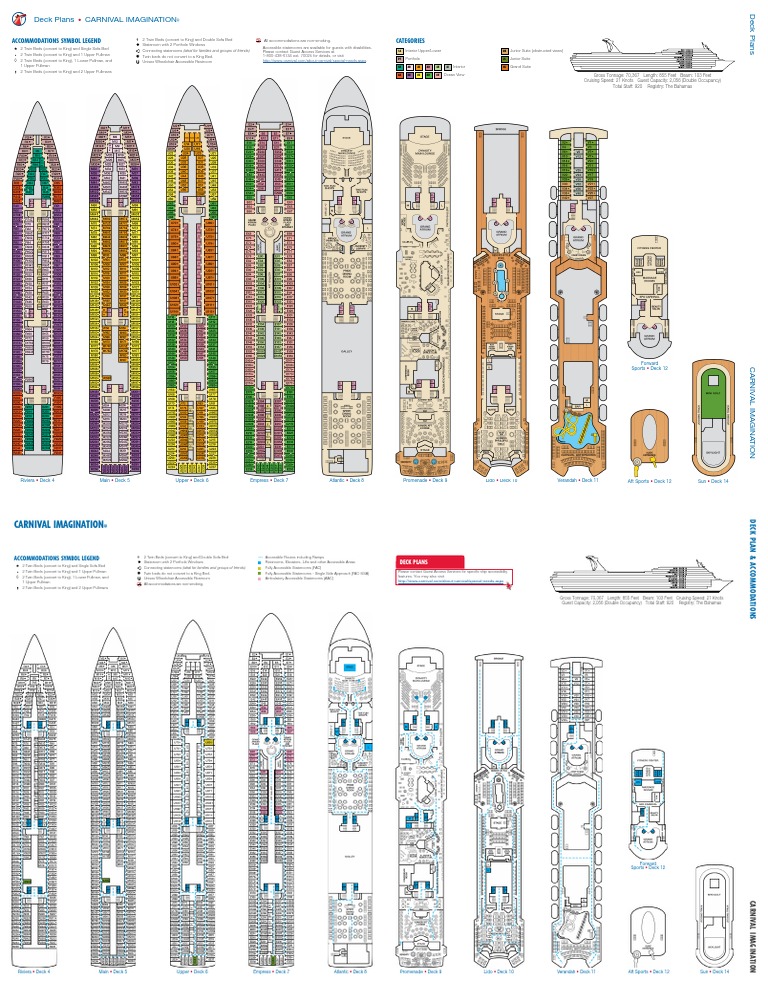 Carnival Cruise Imagination Deck Plan