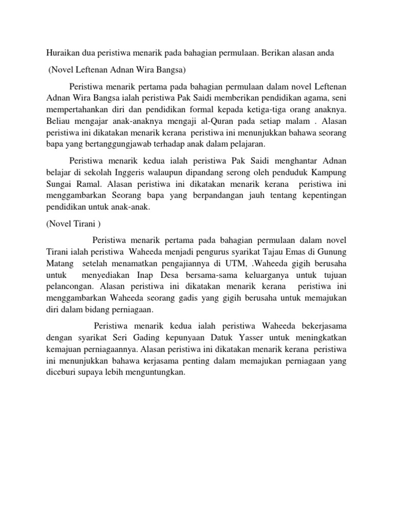 Huraikan Dua Peristiwa Menarik Pada Bahagian Permulaan Pdf