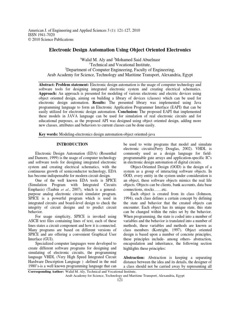 Electronic Design Automation Using Object Oriented Electronics | PDF ...