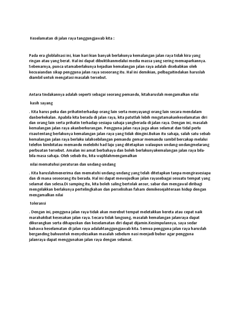 Keselamatan Jalan Raya Tanggungjawab Kita Pdf