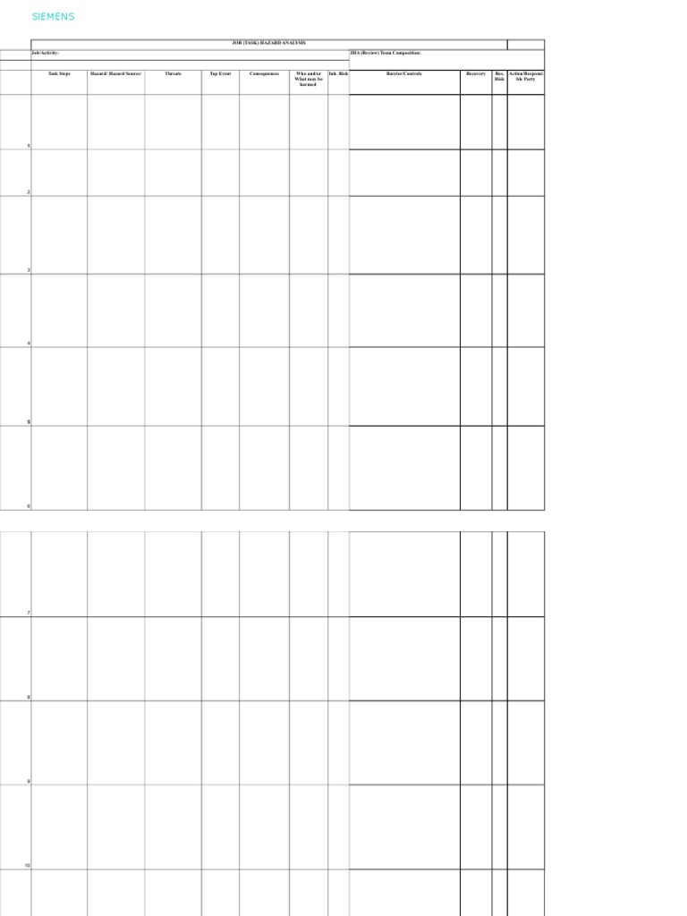 Job Hazard Analysis Template | PDF | Computers | Technology & Engineering