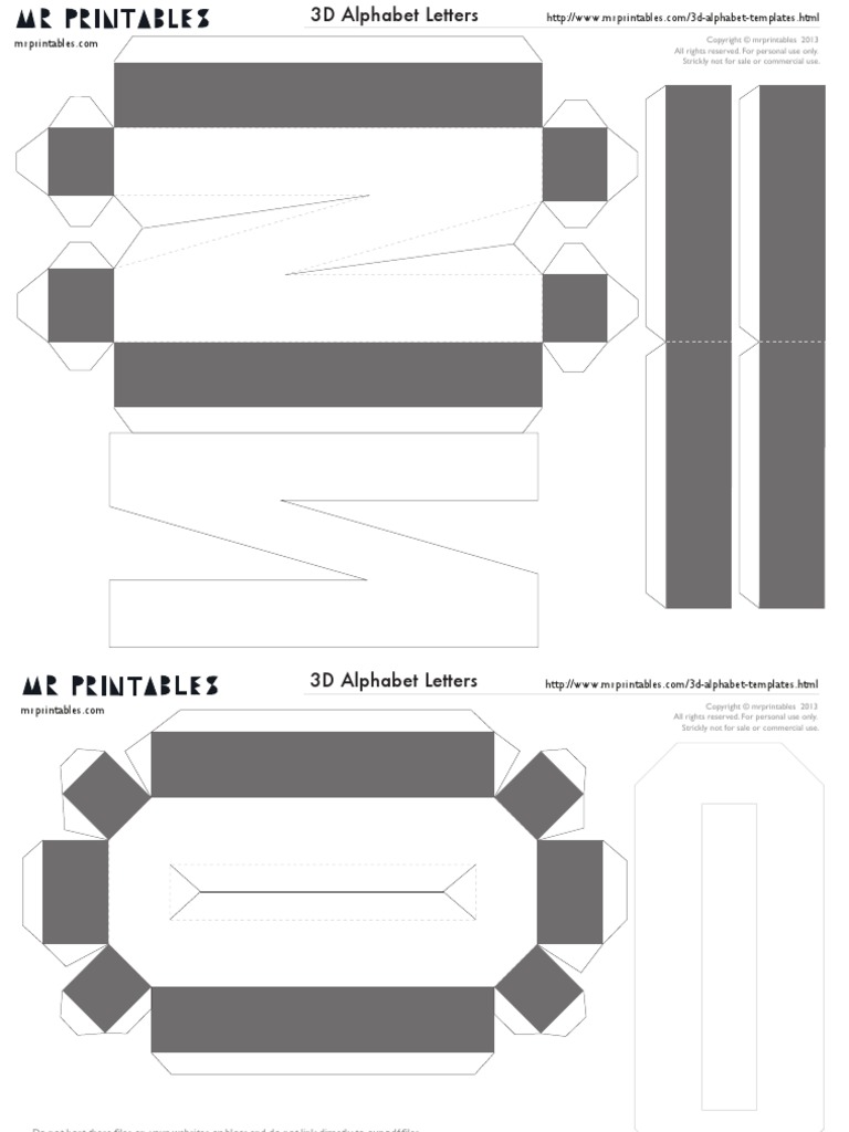 mrprintables 3d alphabet templates n to z pdf all rights reserved business law