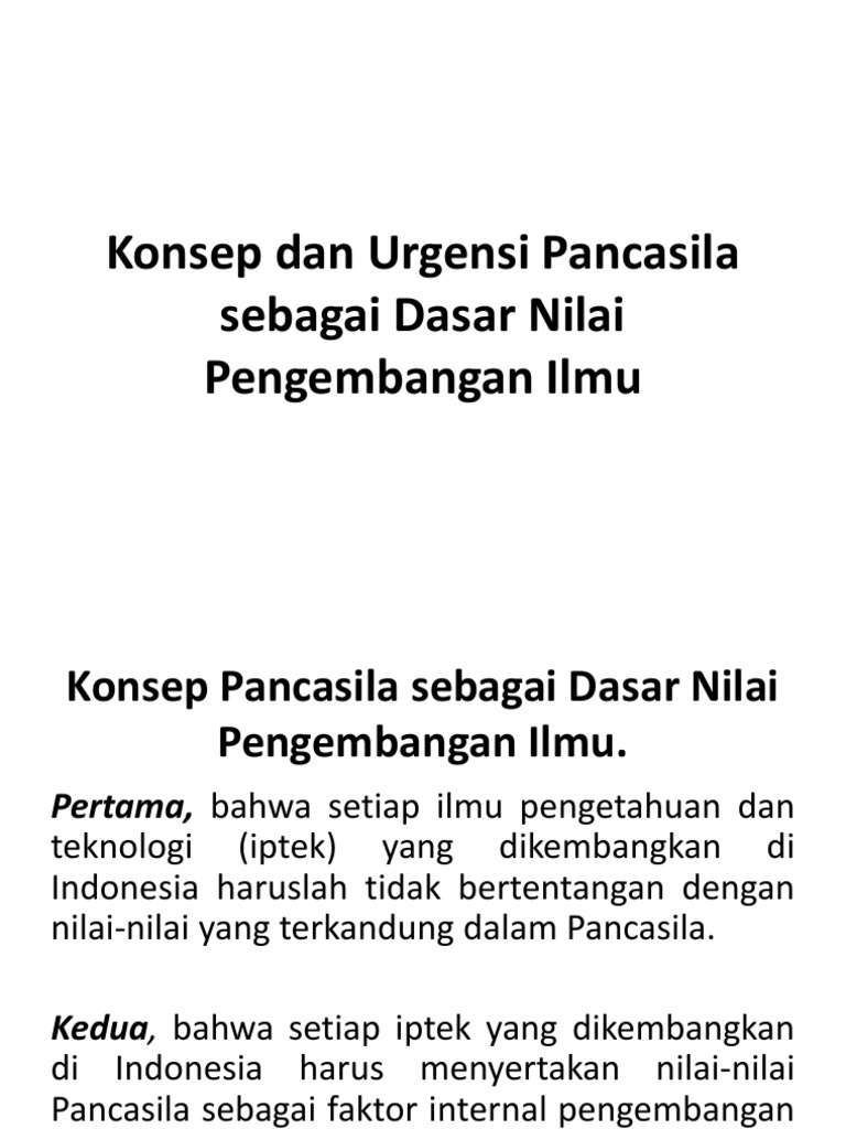 Urgensi Pancasila Sebagai Dasar Nilai Pengembangan Ilmu | PDF