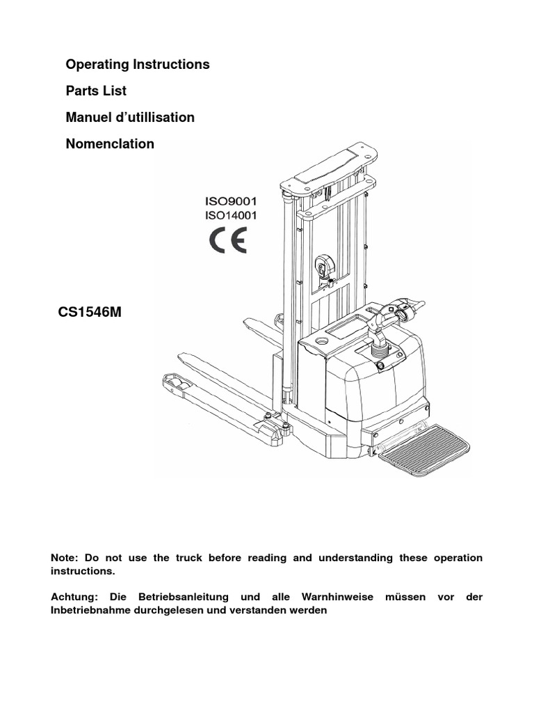 306761763 Apilador Electrico Cs1546m Noblelift Almatec Pdf