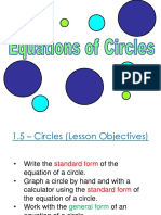Circles Lesson Objectives and Standard Form