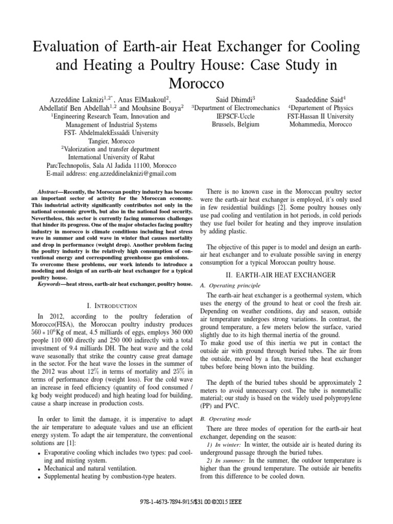 Evaluation of Earth-Air Heat Exchanger For Cooling and Heating A ...