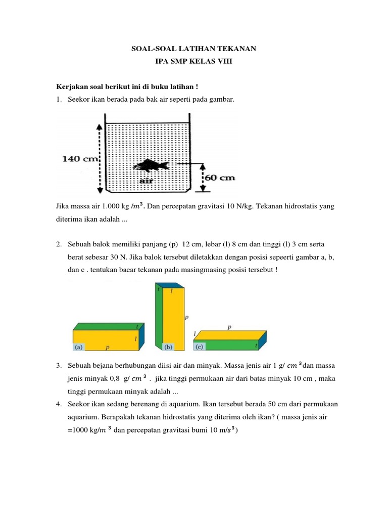 Soal Tekanan Ipa Smp Kelas 8