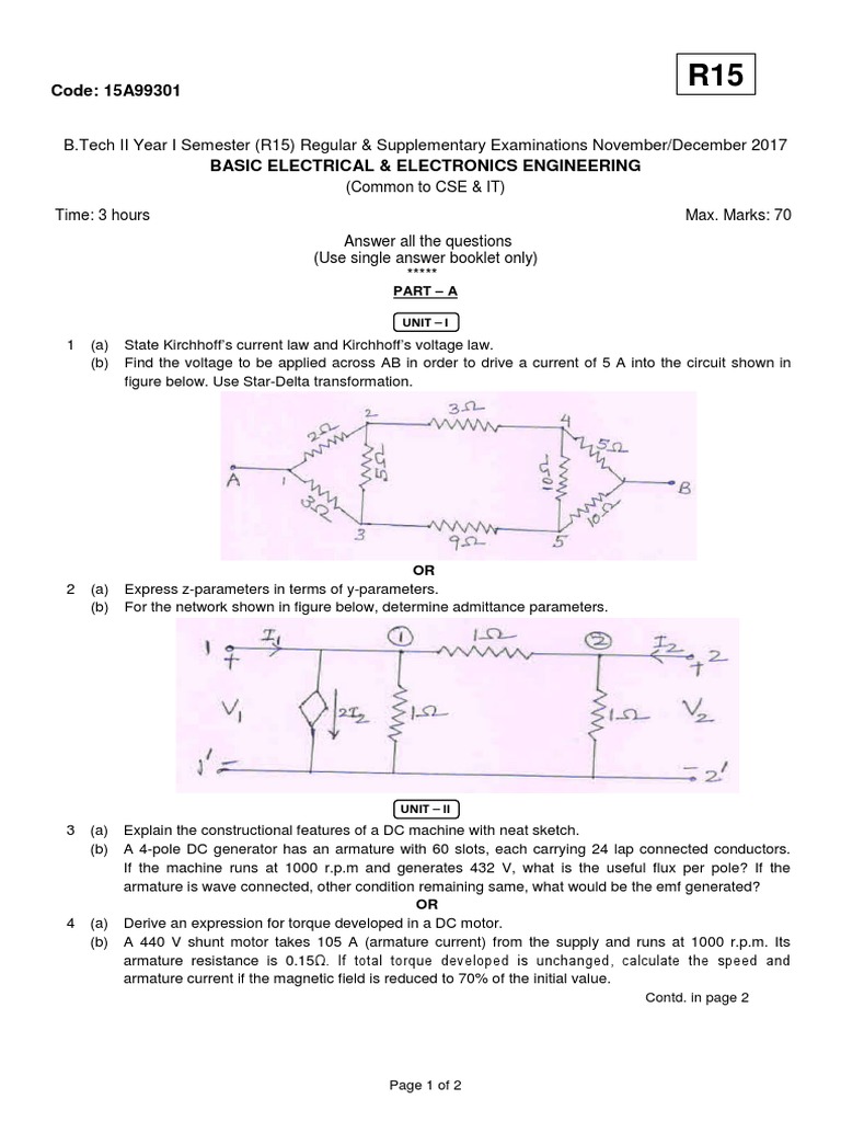 Basic Electrical & Electronics Engineering | PDF | Electric Motor ...