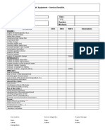 RIG Equipment - Service Checklist.: Site: Date: Reg. No.: Operator ID No: Mechanic