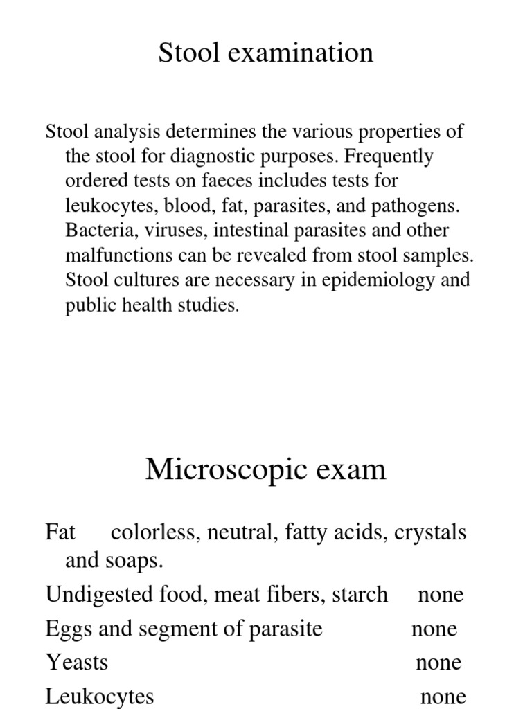 Stool Examination | PDF | Human Feces | Bile