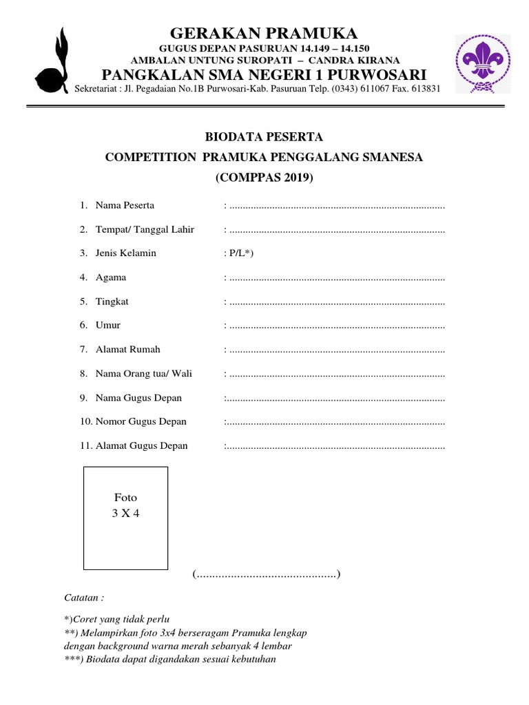 Contoh Formulir Pendaftaran | PDF | Game & Aktivitas