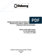 Norma DGE Especificaciones Técnicas de Montaje de Líneas y Redes Primarias para Electrificación Rural.doc