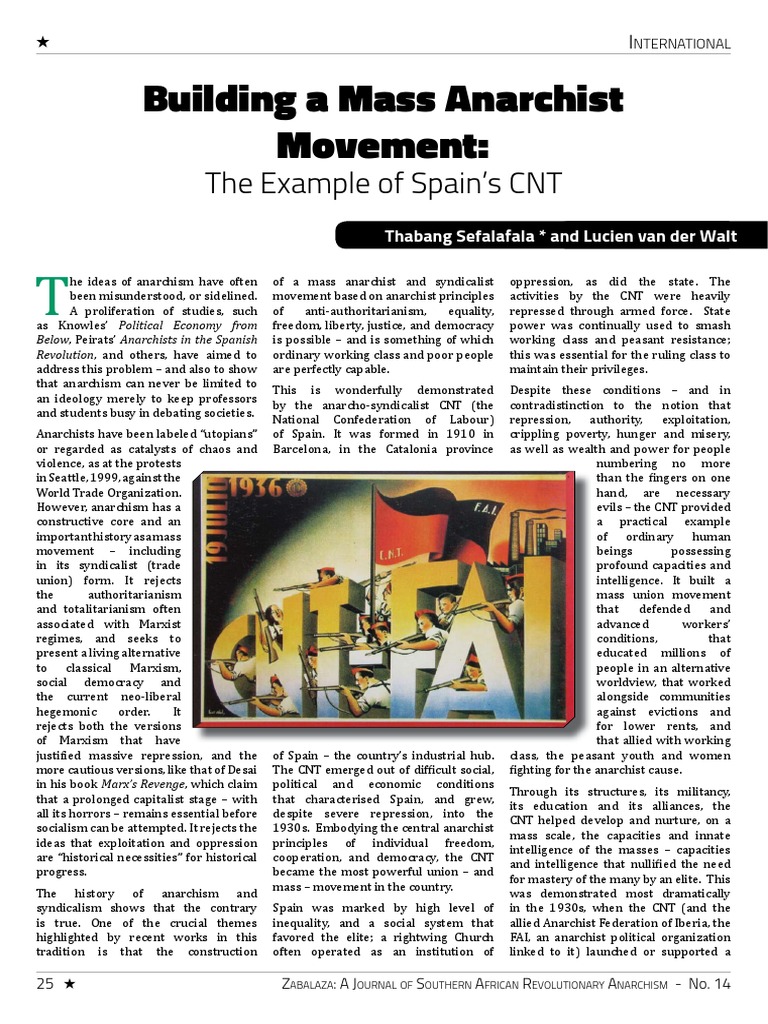 Sefalafala and Van Der Walt Building A Mass Anarchist Movement The