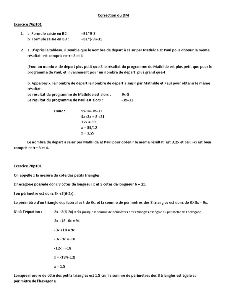 Correction DM Maths 3ème | PDF | Géométrie euclidienne | Objets ...