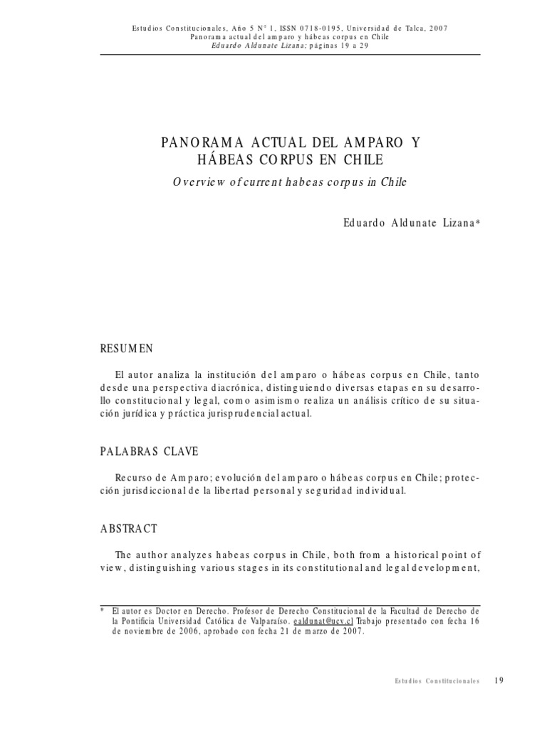 Amparo y hábeas corpus en Chile | PDF | Habeas corpus | Judicaturas