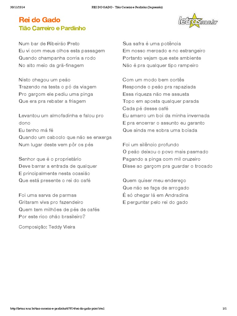 REI DO GADO Tião Carreiro e Pardinho (Impressão) PDF PDF