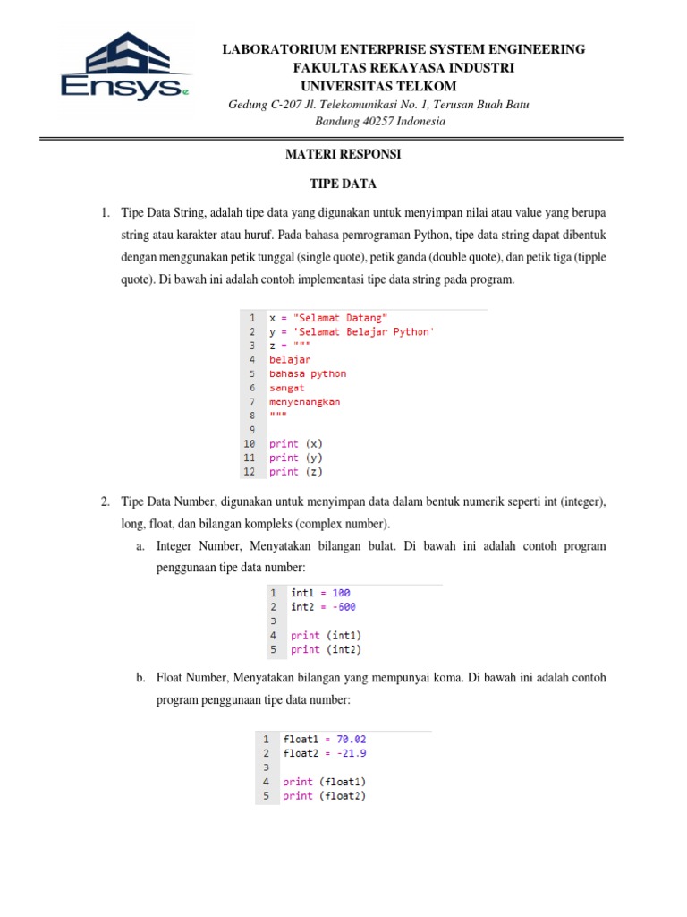 Tipe Data dan Algoritma Python | PDF