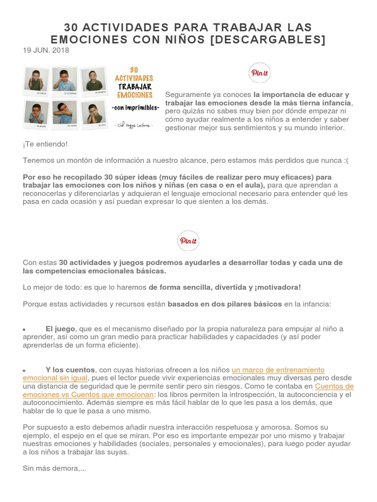 30 Actividades para Trabajar Emociones | PDF | Las emociones | Ira