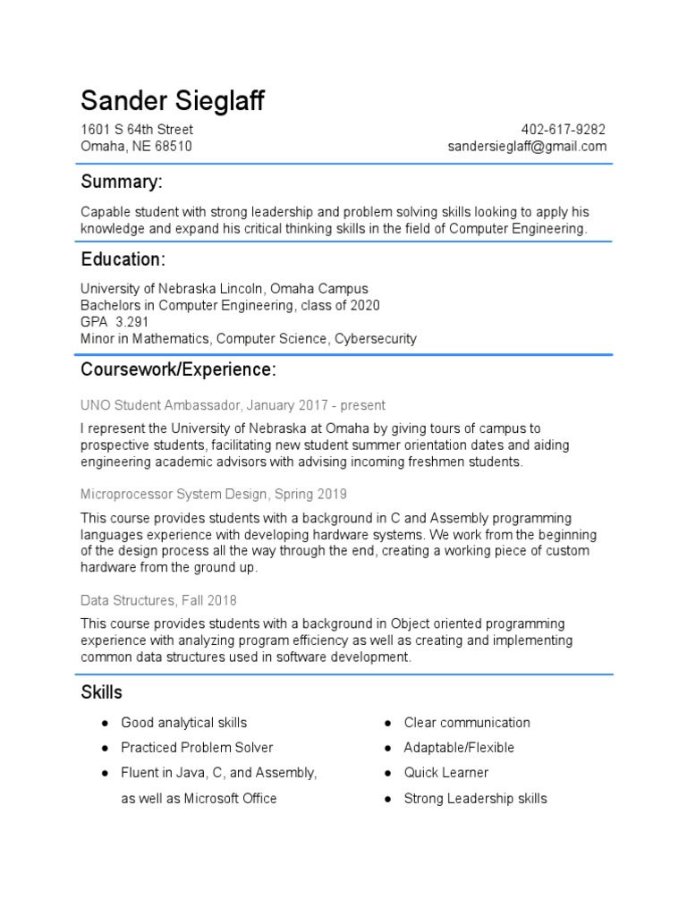 Computer Engineering Student Profile | PDF | Computer Science ...