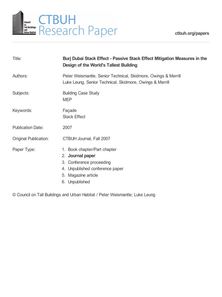 1234 Burj Dubai Stack Effect Passive Stack Effect Mitigation Measures ...