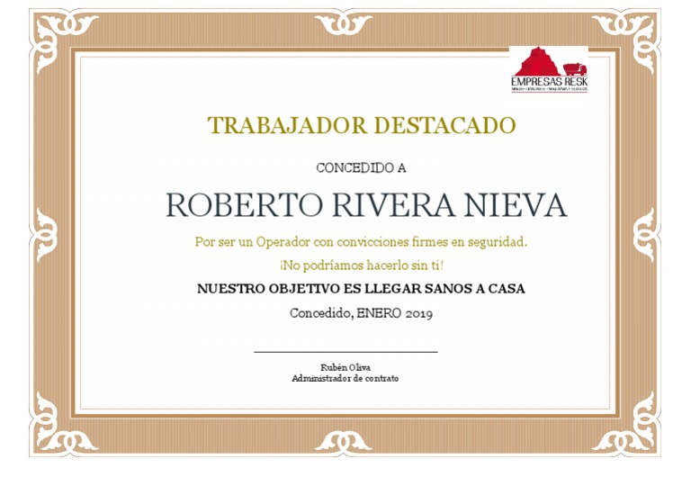 Diploma Trabajador Destacado | PDF