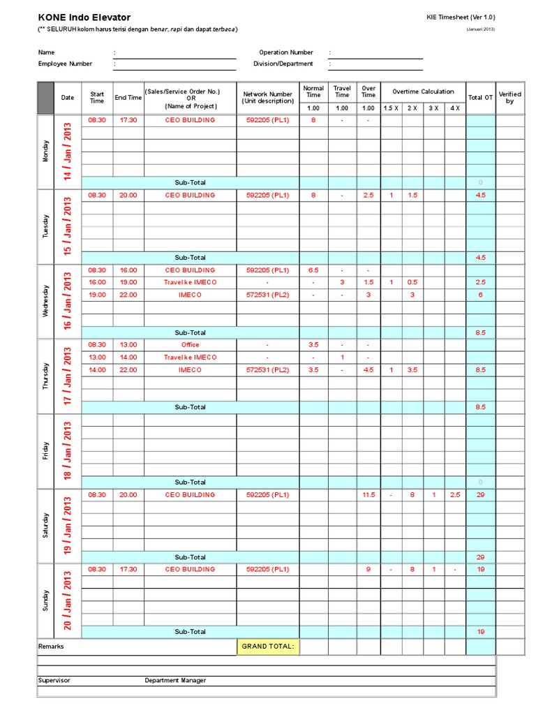 Weekly Overtime Report Template | PDF | Working Time | Business