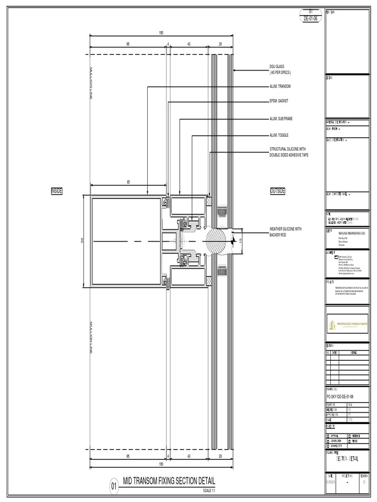 Mid Transom Fixing Detail Drawing | PDF | Architectural Elements ...