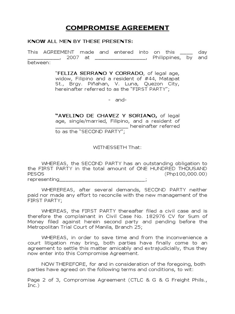 Compromise Agreement: Know All Men by These Presents | PDF | Lawsuit
