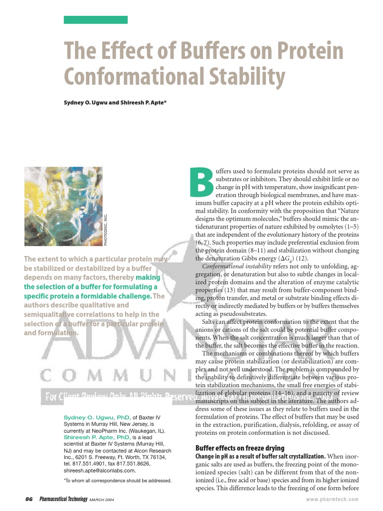 The Effect of Buffers On Protein Conformational Stability PDF