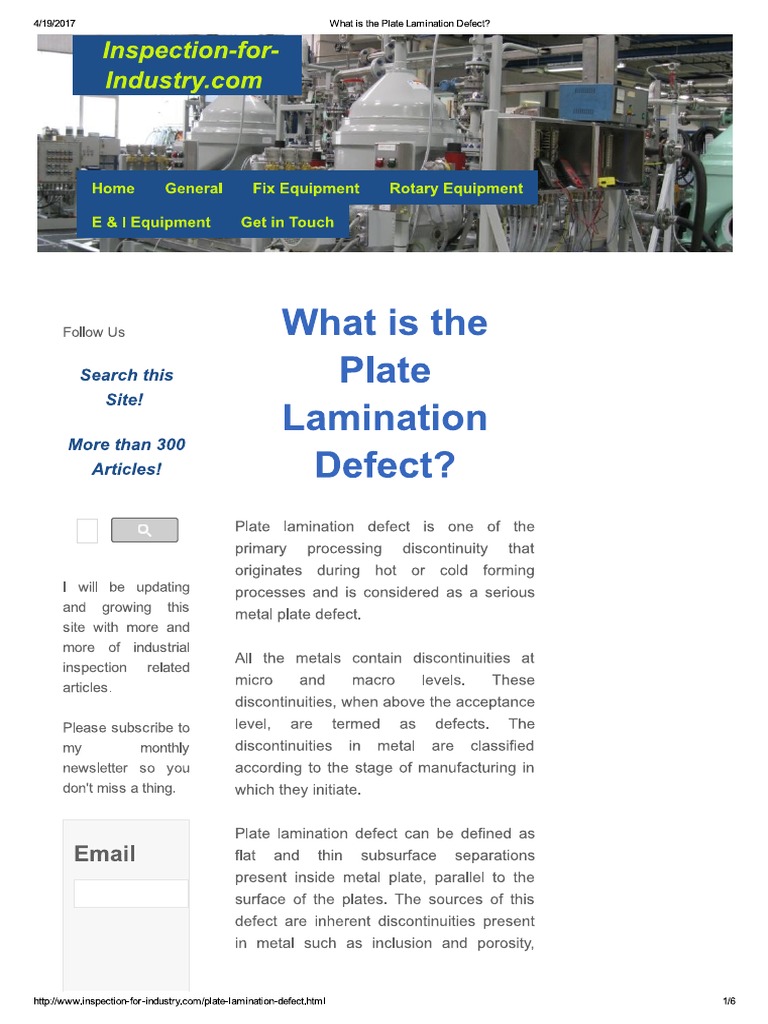 What Is The Plate Lamination Defect PDF