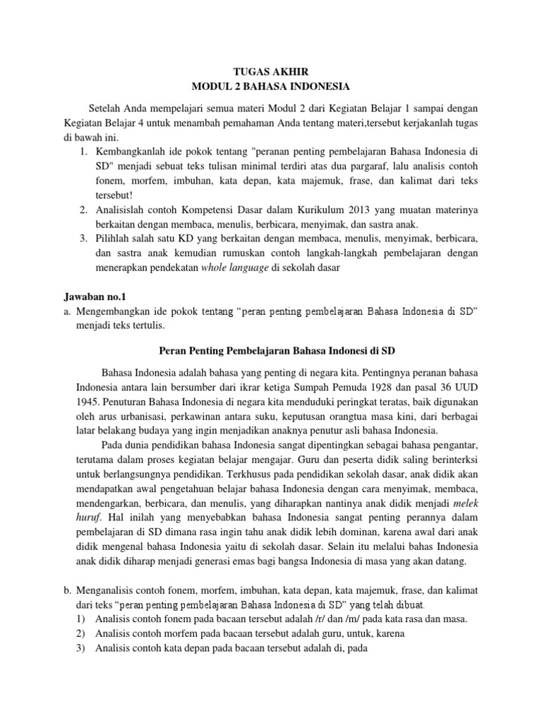 Tugas Daring Bahasa Indonesia Dunia Sosial