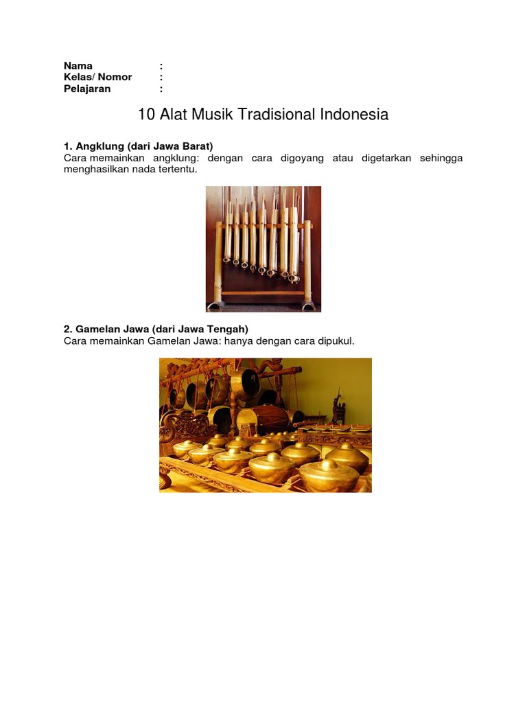 Nama Alat  Musik  Dari Jawa Barat Berbagai Alat 