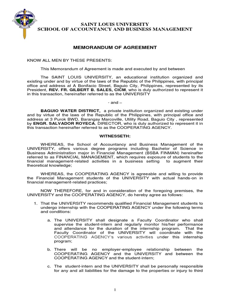 Memorandum Of Agreement Ojt Government Politics