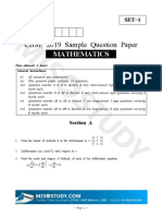 CBSE 12th Mathematics Sample Paper 2019 Question Paper
