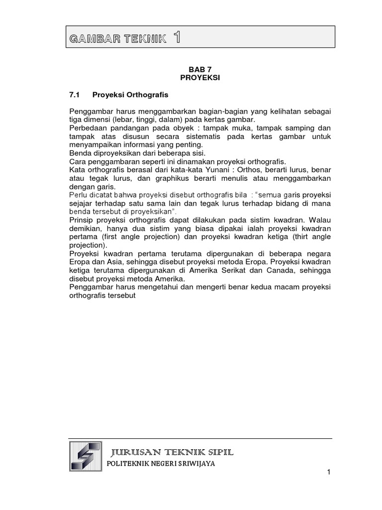 Proyeksi Orthografis dalam Gambar Teknik | PDF | Metode & Bahan Ajar | Seni