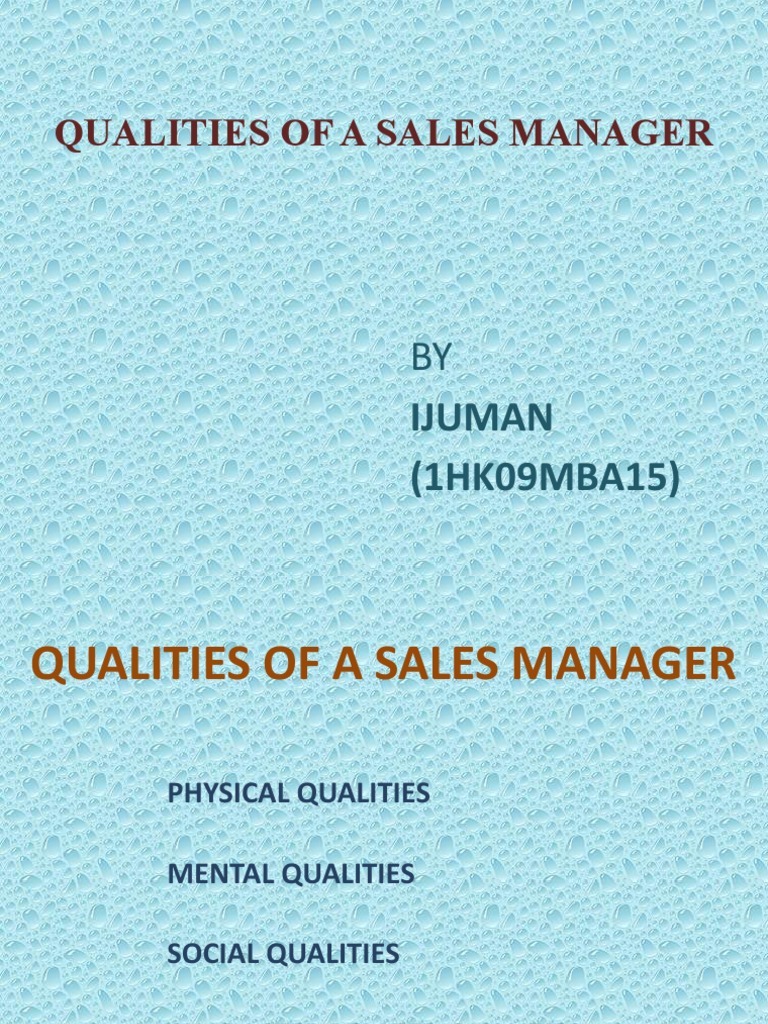 Essential Traits of a Sales Manager | PDF | Career & Growth