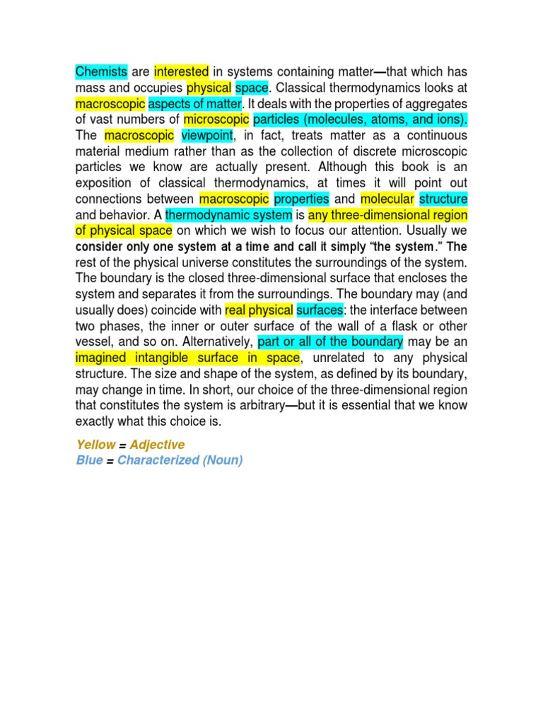 Yellow Adjective Blue Characterized (Noun) PDF Matter Molecules